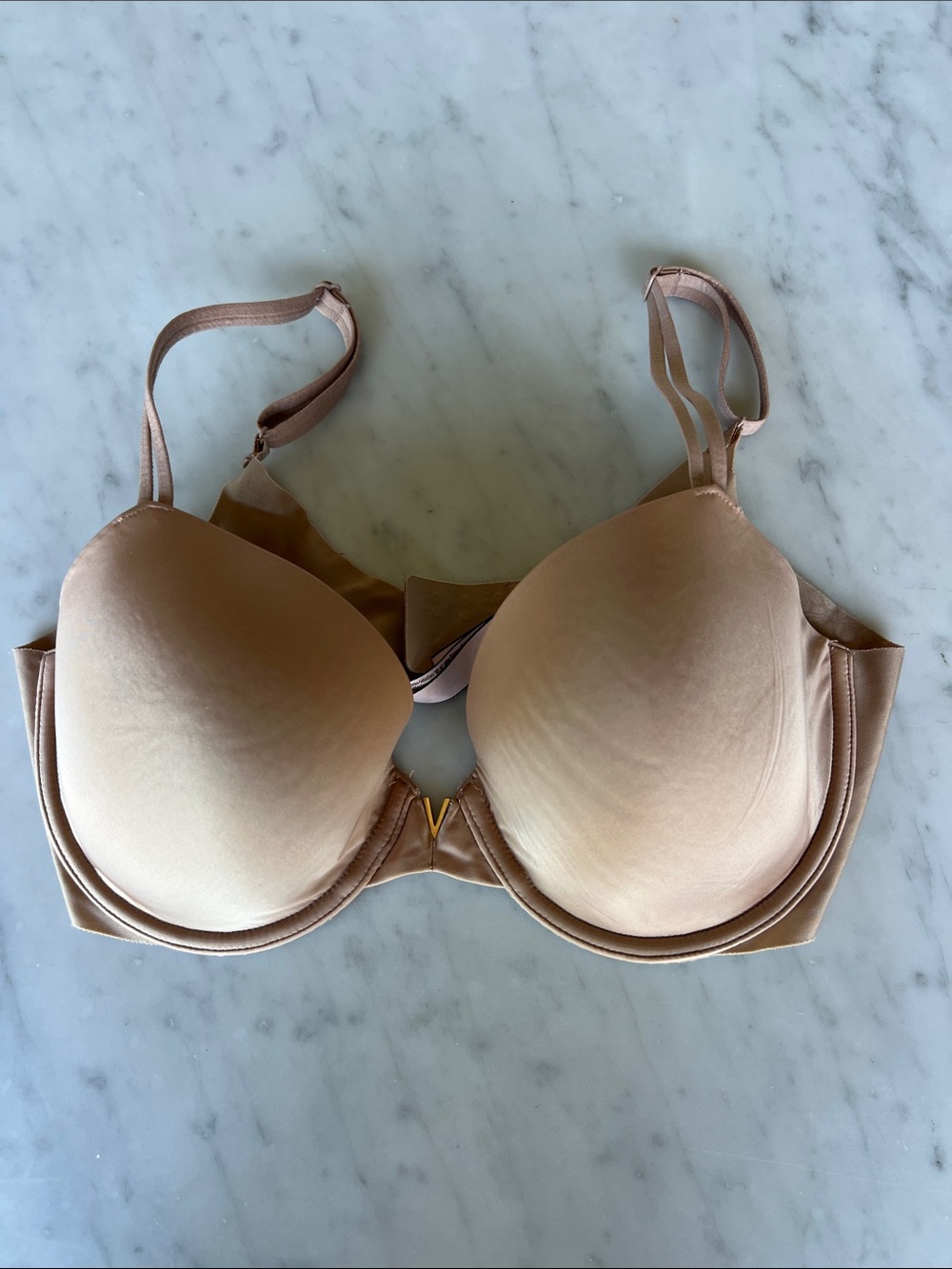 Victoria's Lined Demi /demi double Nude T-Shirt Bra with V Accent